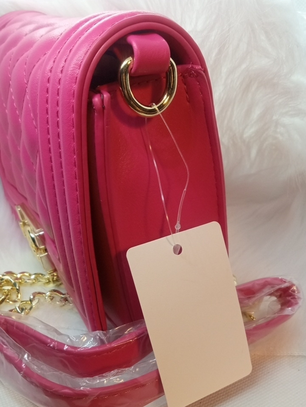 HOT PINK QUITED SMALL SHOULDER BAG - Picture 6 of 13